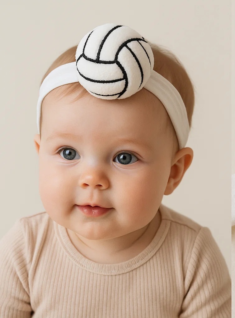 Cute Volleyball Plush Baby Headband – Sporty Spike Style